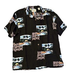 Vintage Thumbs Up Batik Shirt Hawaiian Men Size XL Tropical Vacation Resort Wear